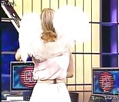 Schitterende porno ster live op het podium